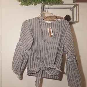 Striped tie blouse